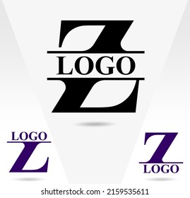 "Z" letter logo; typography logo for Z letter. Three alternative logos for Z letter typography design. Serif font design.  Text logo studies for all alphabet letters.