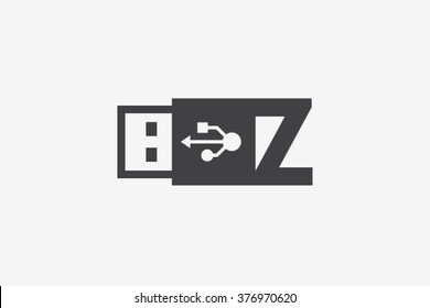 Z letter logo, usb flash drive logo design.