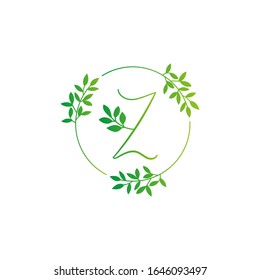 Diseño vectorial del logotipo de letra Z. Plantilla de concepto verde y circular de Z Icon. Conjunto vectorial Z de letras ecológicas verdes con el logotipo de las hojas. Alfabeto Z de hojas verdes aislado en fondo blanco. Alfabeto floral.