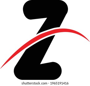 z letter logo vector design with red line