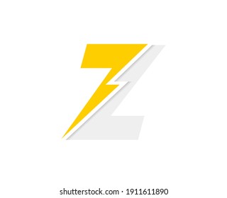 Z letter logo, vector font with lightning flash power icon