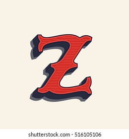 Z letter logo in vintage western style. Vector font for labels, posters etc.