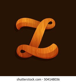 Z letter logo with wood texture. Vector elements for ecology poster, t-shirts and cards.