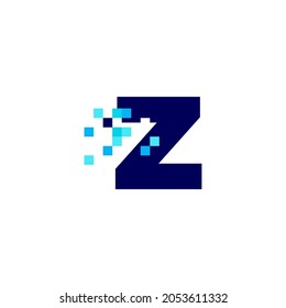 z letter lowercase pixel mark digital 8 bit logo vector icon illustration