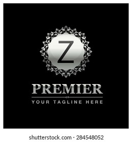 Z letter Luxury Logo template flourishes calligraphic elegant ornament lines. Business sign, identity for Restaurant, Royalty, Cafe, Hotel, Heraldic, Jewelry, Premier and other vector illustration