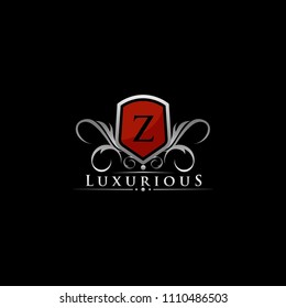 Z Letter Luxury Silver Shield Icon Design Logo