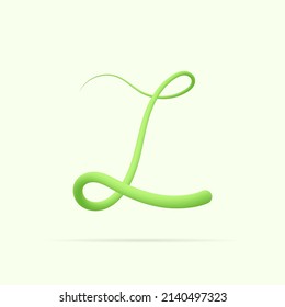 Z letter made with green plant. Vector hand draw natural font for ecology logo, herbal elements, green concepts design etc.