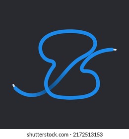 Z letter made shoelace. Vector isolated font for app logo, sport design, creative template and more