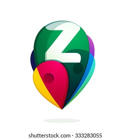Z letter with map tag. Vector design template elements for your application or corporate identity.