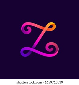 Z letter neon light logo. Vector handwritten script font for night club labels, futuristic company, casino posters etc.