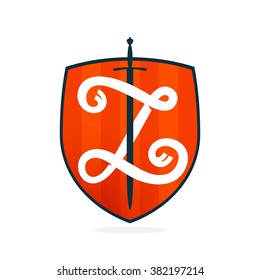 Z letter on the sword and shield. Font style, vector design template elements for your application or corporate identity.
