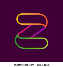 Z letter one line neon colorful logo. Font style, vector design template elements for your application or corporate identity.