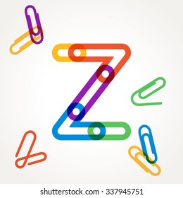 Z letter from paper clip alphabet. Design template elements for your application or corporate identity.