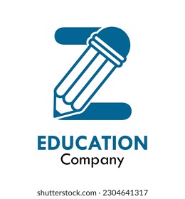 Z letter with pencil design logo template illustration. Suitable for education