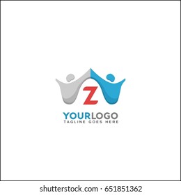Z letter people home identity. Adoption and community care Logo template vector icon