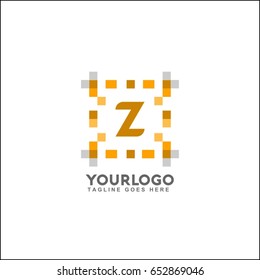 Z letter pixel tech logo vector illustration