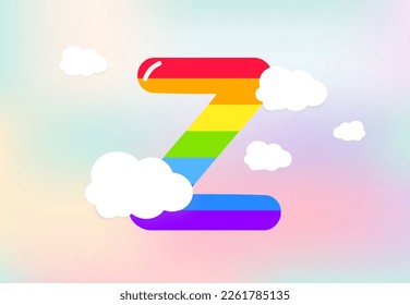 Z Letter Rainbow patterns design, abstract rainbow letter for kids, love, family and scholl concept vector illustration design