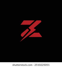 Z Letter red Electric Vector Icon Illustration With Black Background.