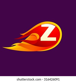 Z letter with red fire flames. Letter vector design template elements for your application or corporate identity.