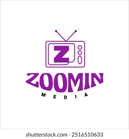 Z letter retro tv television channel broadcast logo vector icon illustration