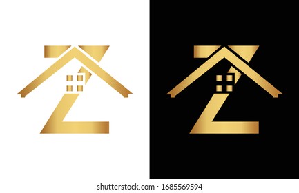 Z letter roof shape logo. Real estate logo