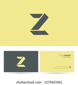 Z letter shadow design logo with Business card template