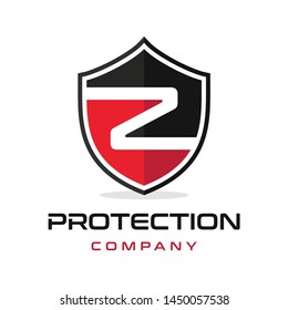 Z Letter shield vector logo template. Black and red color. This alphabet or font symbol suitable for protection business.