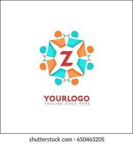 Z letter social relationship logo and icon. Motivated people like a flower.  You can use in the dance, studio, swing ,sport, community and other organization.