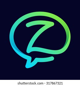 Z letter with speech bubble line logo. Abstract trendy letter multicolored vector design template elements for your application or corporate identity.