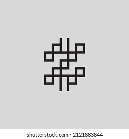 z letter with square line connected icon design illustration