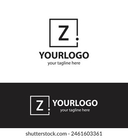 Z. letter Square Outlined Monogram vector black and white logo 
