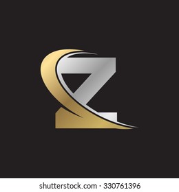Z letter swoosh golden logo 