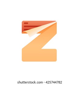 Z letter with task list icon. Task list paper. Vector paper style typeface. Task list icon letter for card, app icon, corporate identity, label or poster.