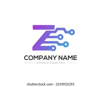 Z Letter Tech Logo Design Vector Template.
Z Letter Icon Design with Digital Circuit Connection Symbol.
Motion Speed Line Letter Z Logo Element.
