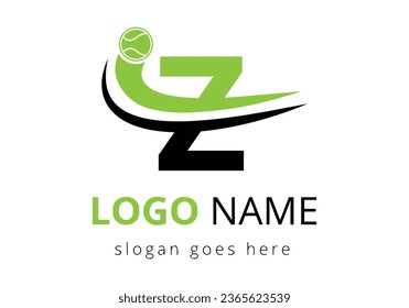 Z Letter with Tennis Sports Logo Template Design. Tennis Sport Academy Sign, Club Symbol. business, and company identity