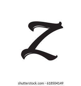 z letter, text design. Vector calligraphy. Typography poster. Usable as background.