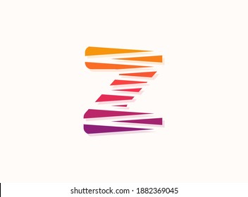 Z letter trendy gradient color logo with diagonal lines. Sliced design perfect for creative poster, brand label, social media , corporate identity and more