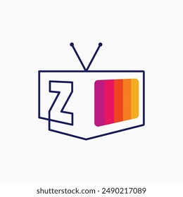 z letter tv television channel logo vector icon illustration