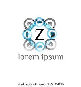 Z letter vector logo with circles calligraphic borders (icon, sign, symbol, monogram)