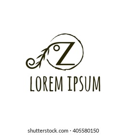 Z letter vector logo. Organic logo sign, corporate identity, branding. Monogram design. Vector floral outline frame or border