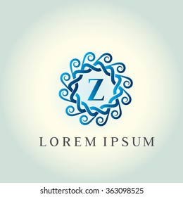 Z letter vector logo template (sign, symbol, emblem, ornament). Tracery logo. Wave ornament dynamic logo.