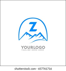 Z letter vector mountains emblem identity. Outdoor activity symbol. Adventure or sport logo badge. Vector illustration