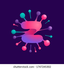 Z letter vibrant virus logo with circle structure. Vector icon for chemistry labels, science company, space posters etc.