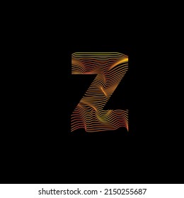 Z letter wavy line. Z letter with motion wave. Alphabet logo with colorful twisted lines. Creative vector illustration with zebra, sea, print and wavy pattern lines.
