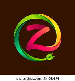 Z letter with wire plug icon. Vector design template elements for your application or corporate identity.