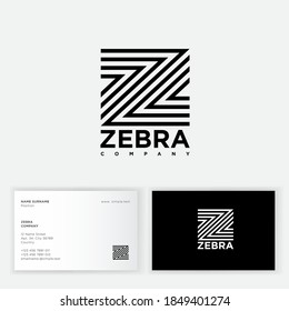 Z letter. Zebra logo. Logo consist of some lines. Z monogram can used for business, clothes, online shop, zoo, pet-shop. Business card.
