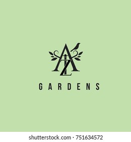 A and Z letters luxury vector logo. Fashion monogram design template