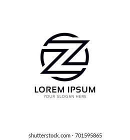 Z logo circle icon sign vector design.