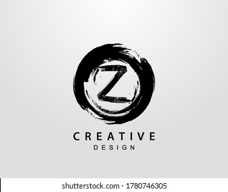 Z Logo With Circle Splatter Element. VintageCircle Wave logo design template.