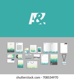 A and Z Logo. Corporate identity template set. Business stationery mock-up